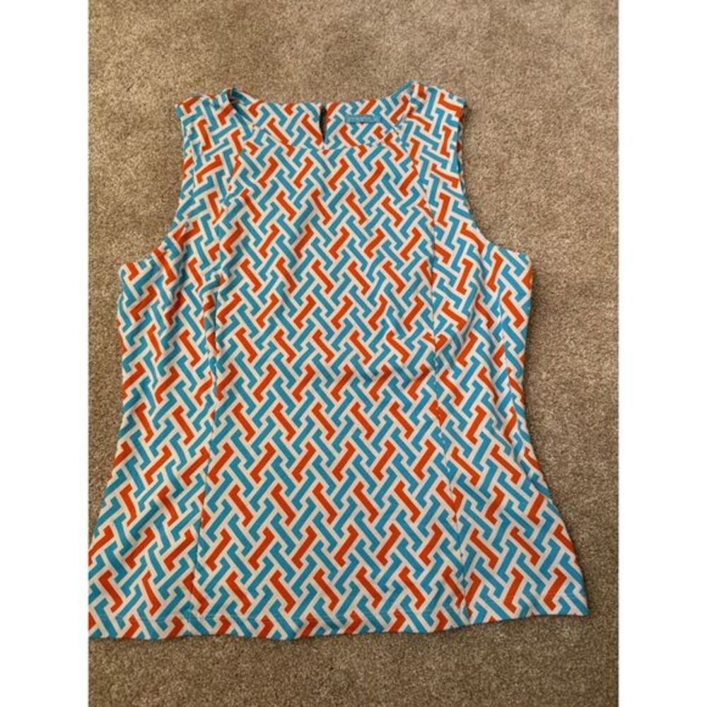 J. McLaughlin Geometric Tank Top in Blue and Orange